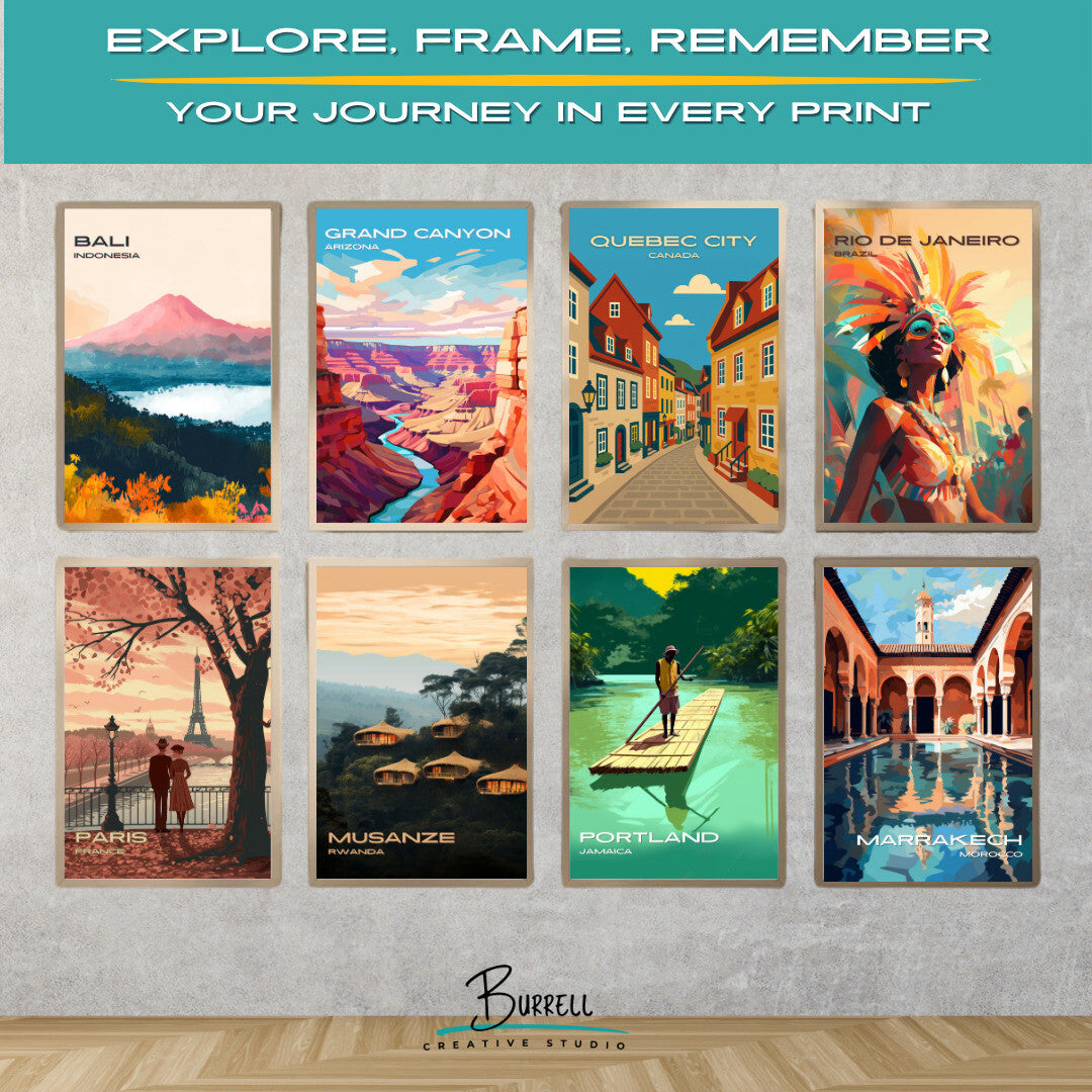 Quebec City Canada Quartier Cetit Champlain Travel Poster & Wall Art Poster Print