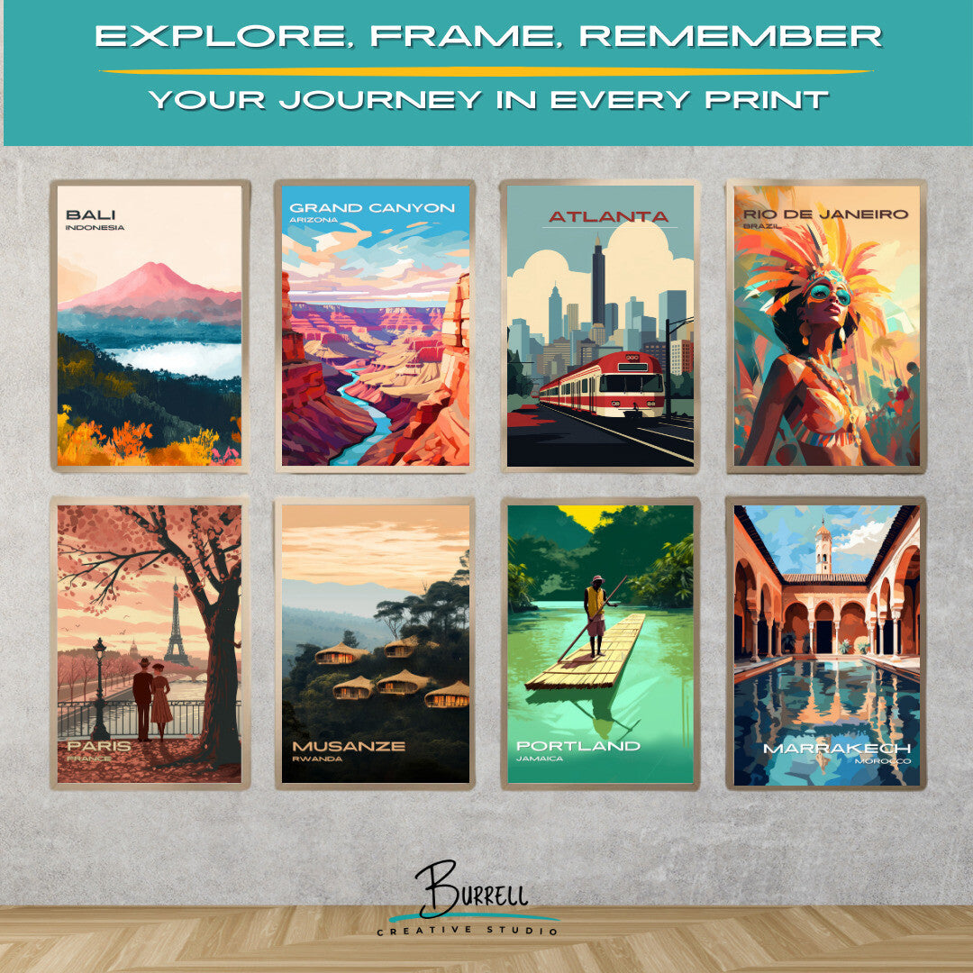 Atlanta Georgia Skyline Travel Poster & Wall Art Poster Print