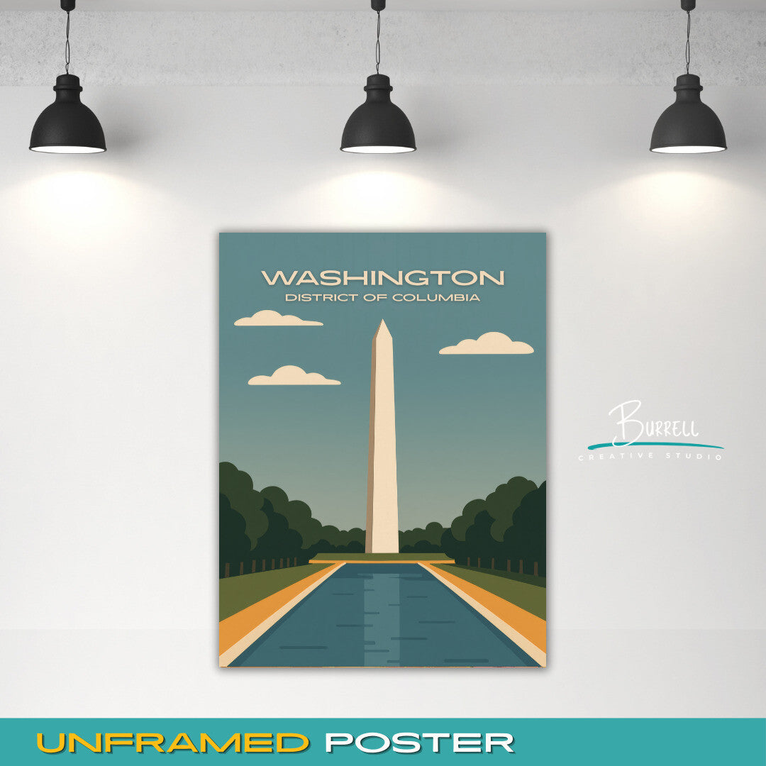 Washington District Of Columbia Monument Travel Poster & Wall Art Poster Print