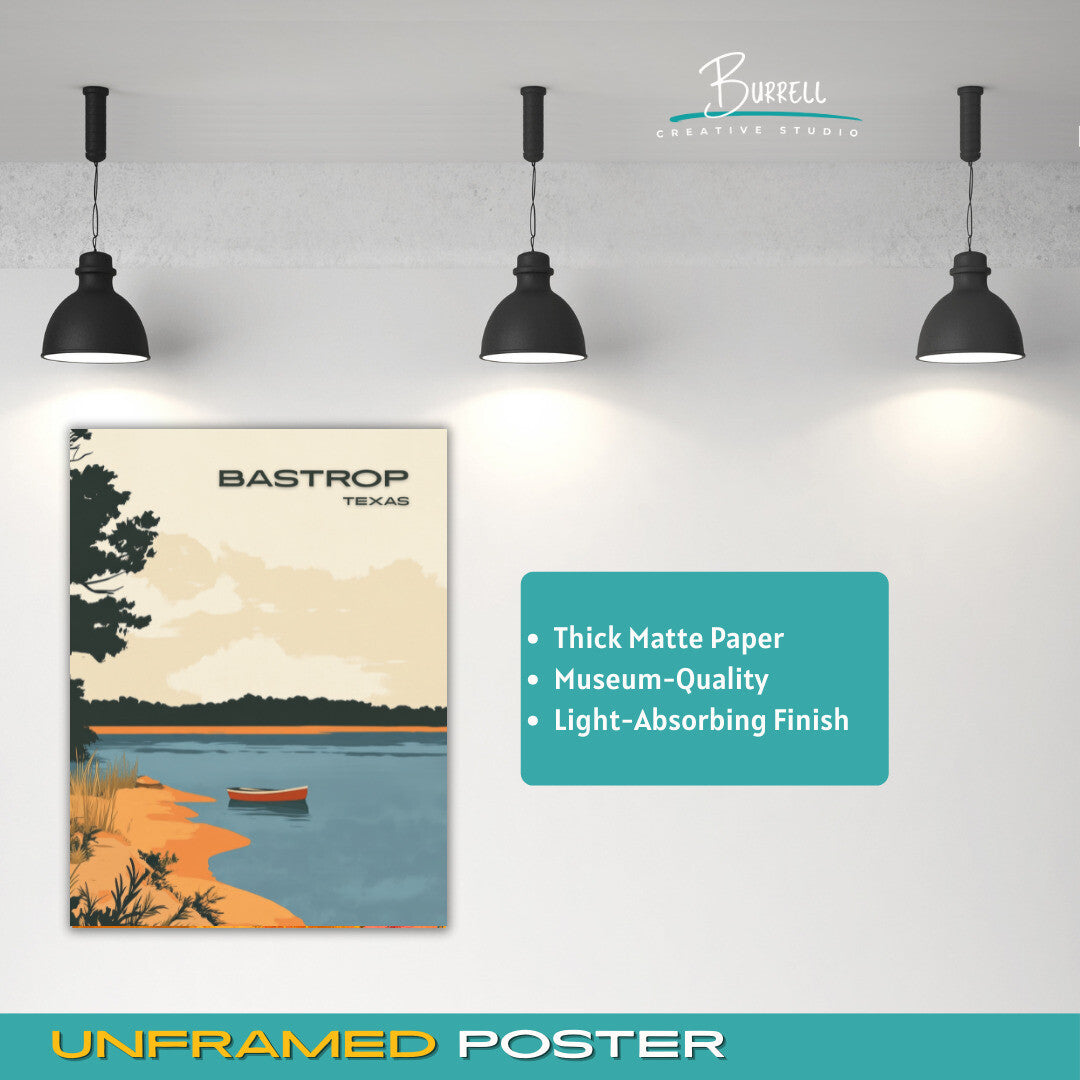 Bastrop Texas Lake Travel Poster & Wall Art Poster Print