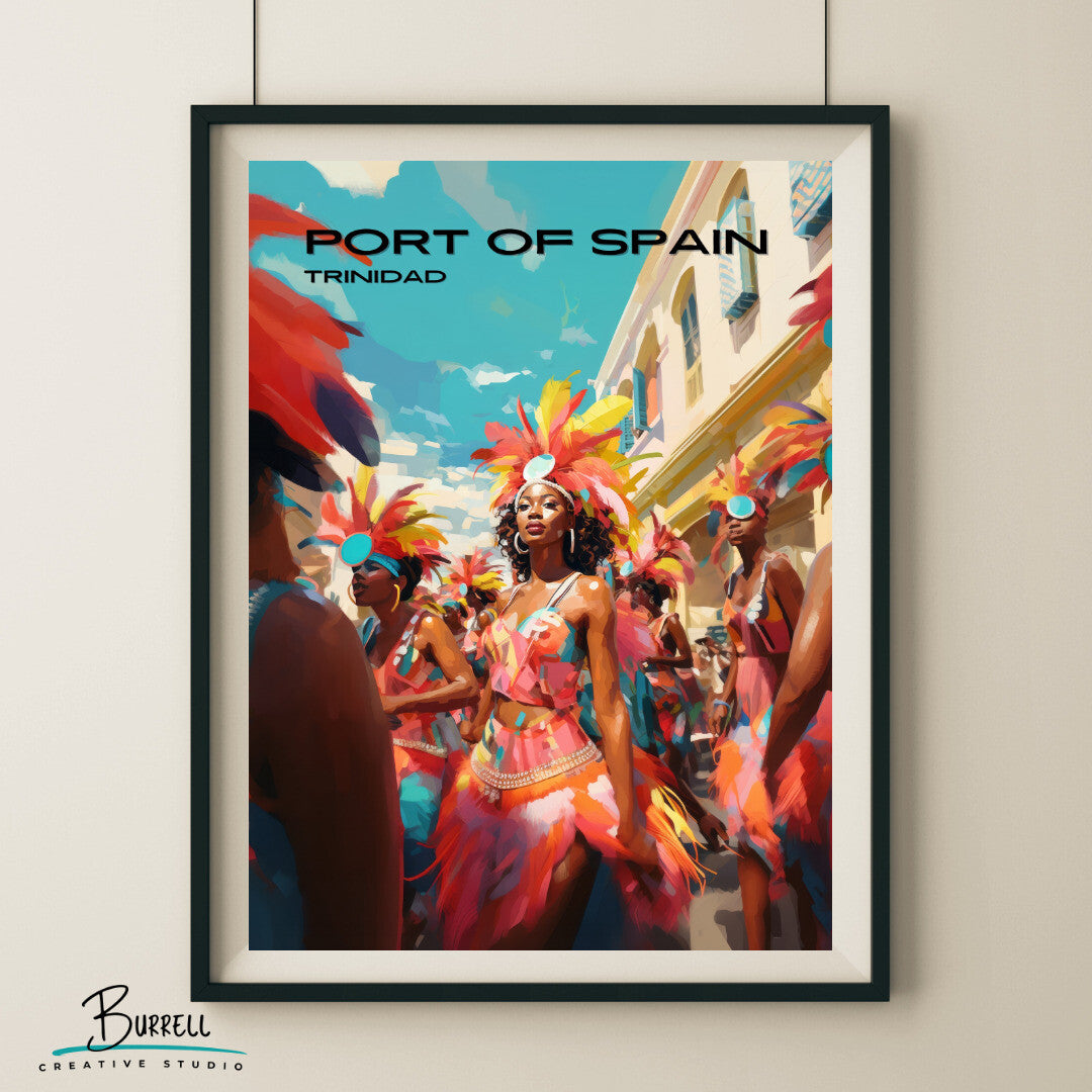 Port of Spain Trinidad Carnival Travel Poster & Wall Art Poster Print