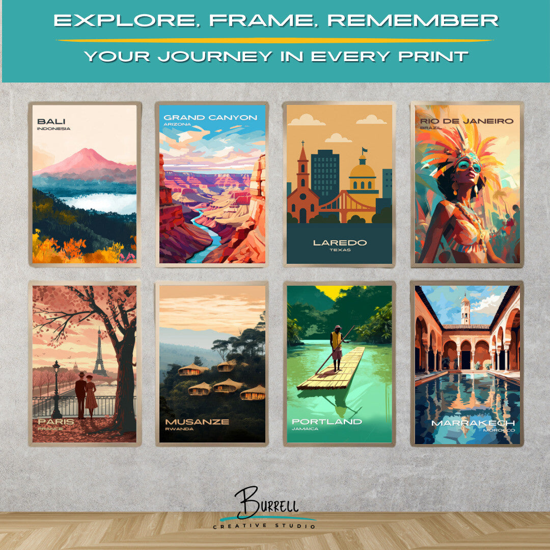 Laredo Texas Skyline Travel Poster & Wall Art Poster Print