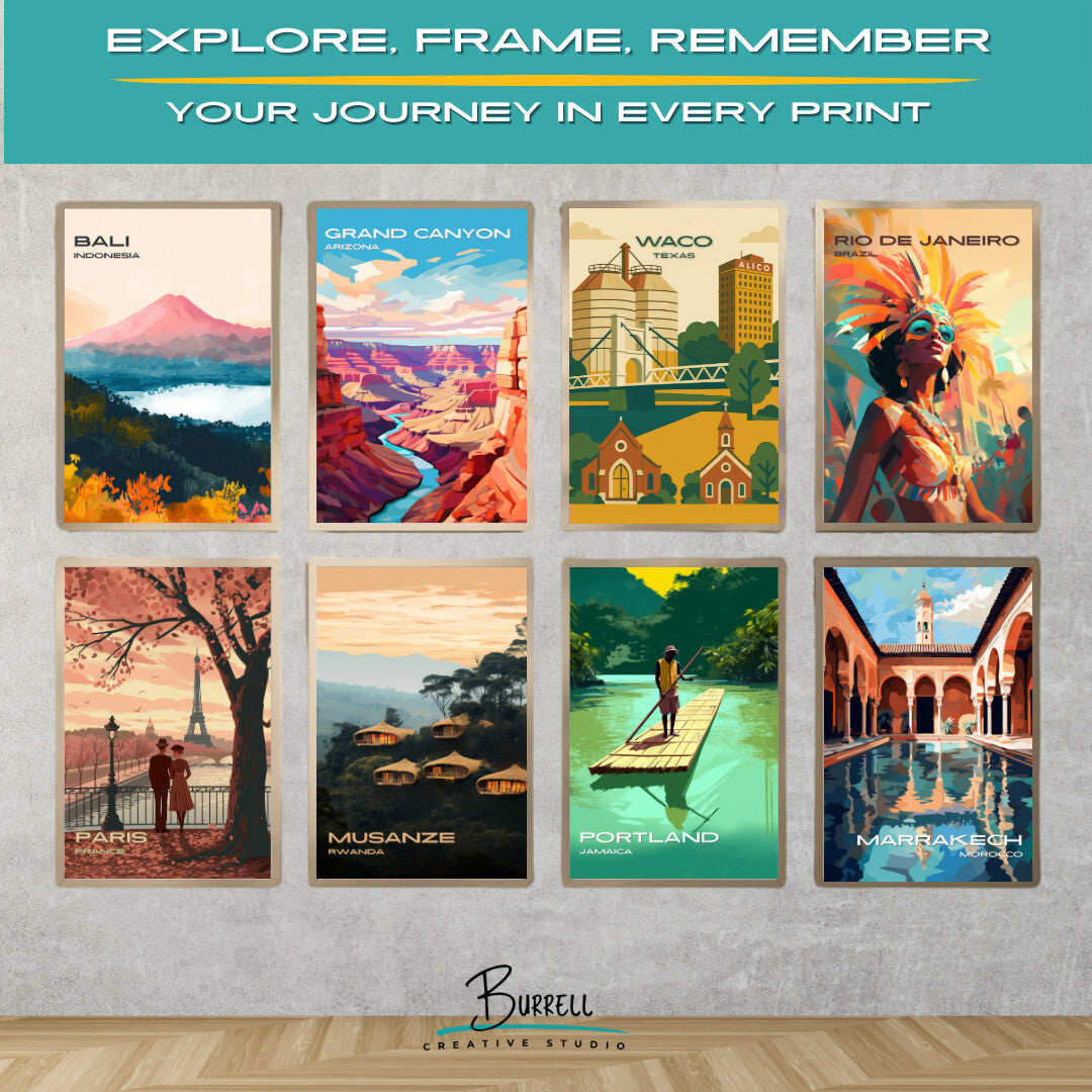 Waco Texas Unique Attractions Travel Poster & Wall Art Poster Print