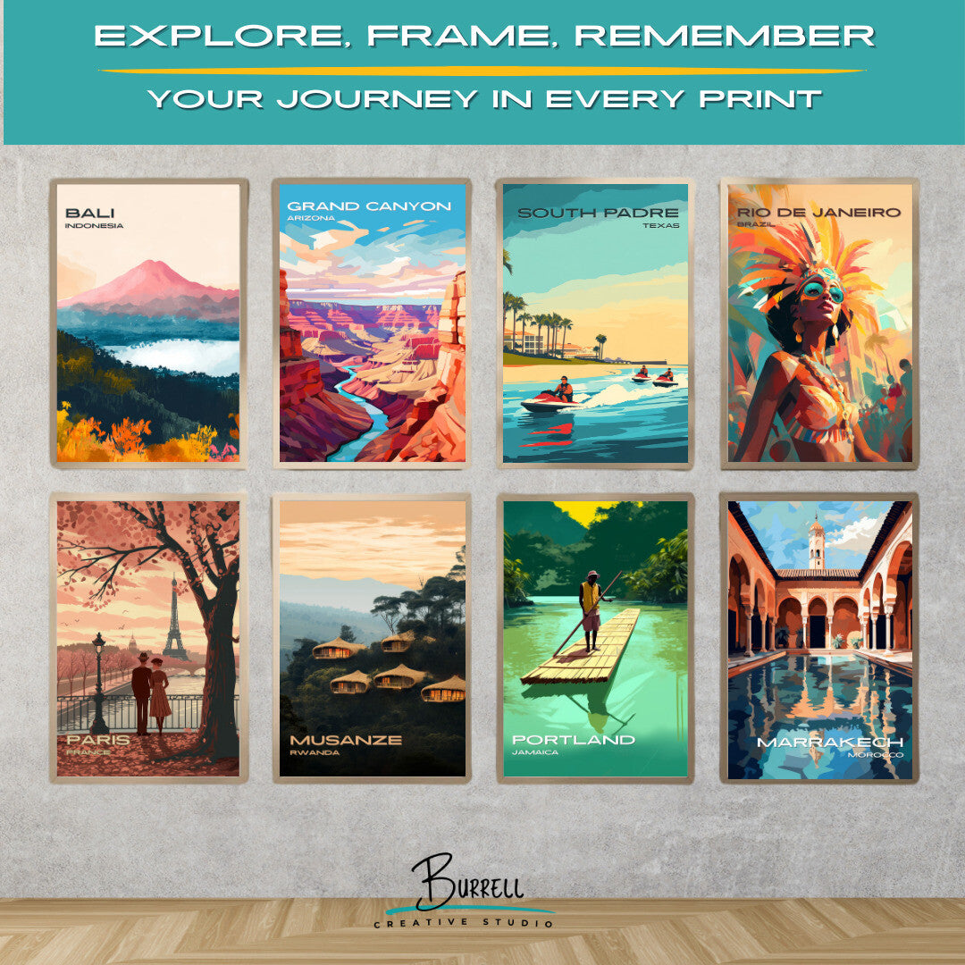 South Padre Texas Tourist Jet Skiing Travel Poster & Wall Art Poster Print