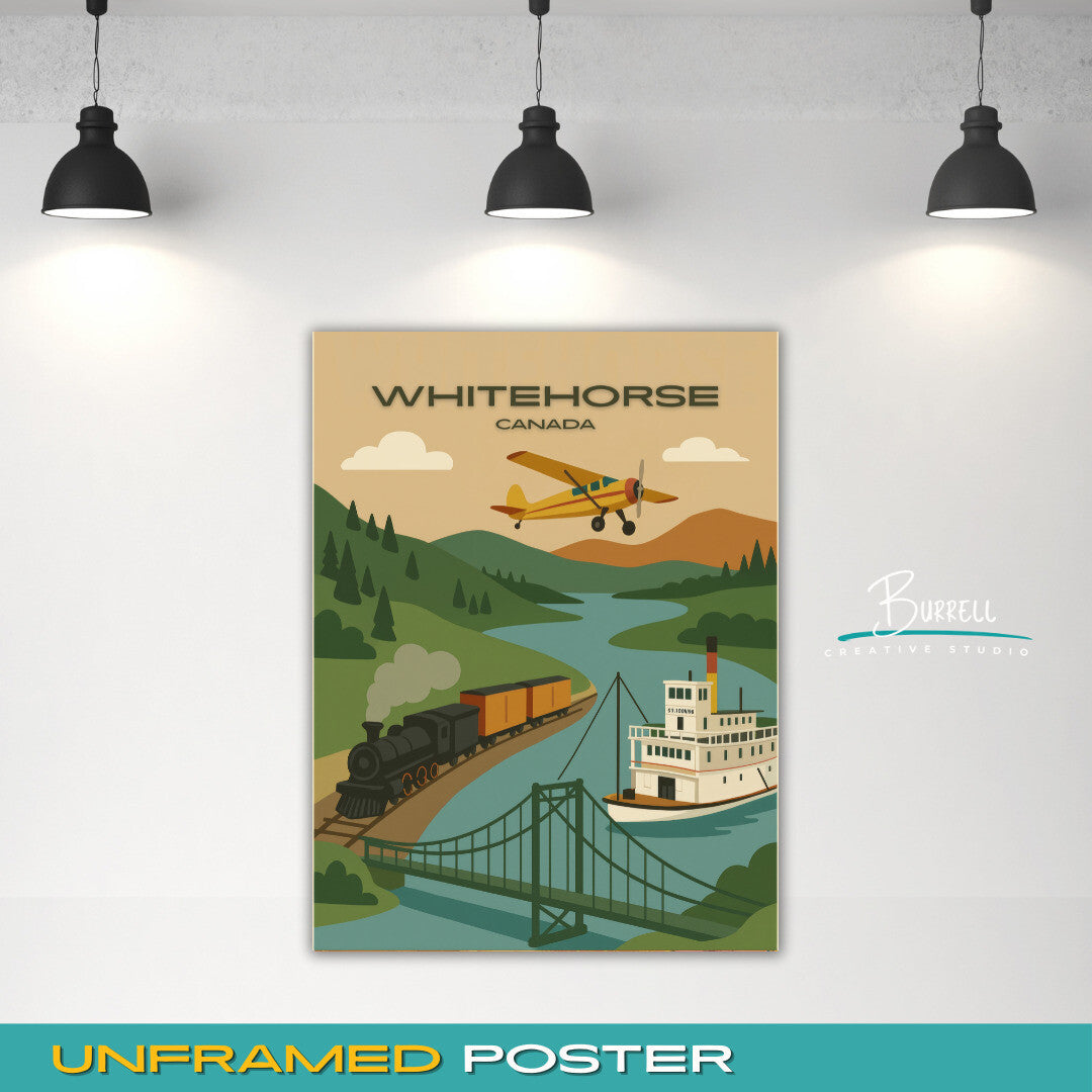 Whitehorse Canada Unique Attractions Travel Poster & Wall Art Poster Print