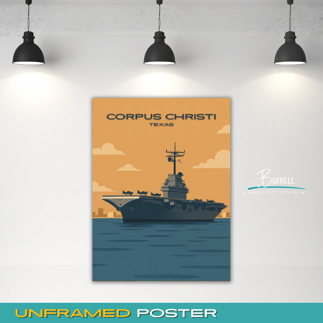 Corpus Cristi Texas USS Lexington Travel Poster & Wall Art Poster Print