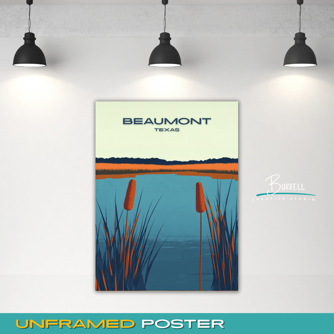 Beaumont Texas Cattail Marsh Travel Poster & Wall Art Poster Print
