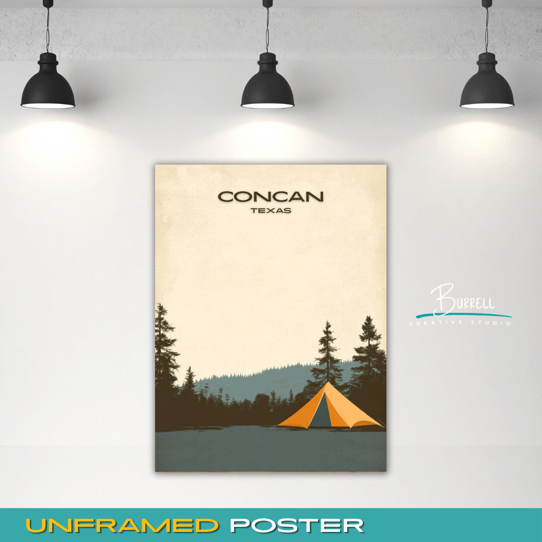 Concan Texas Camping Travel Poster & Wall Art Poster Print