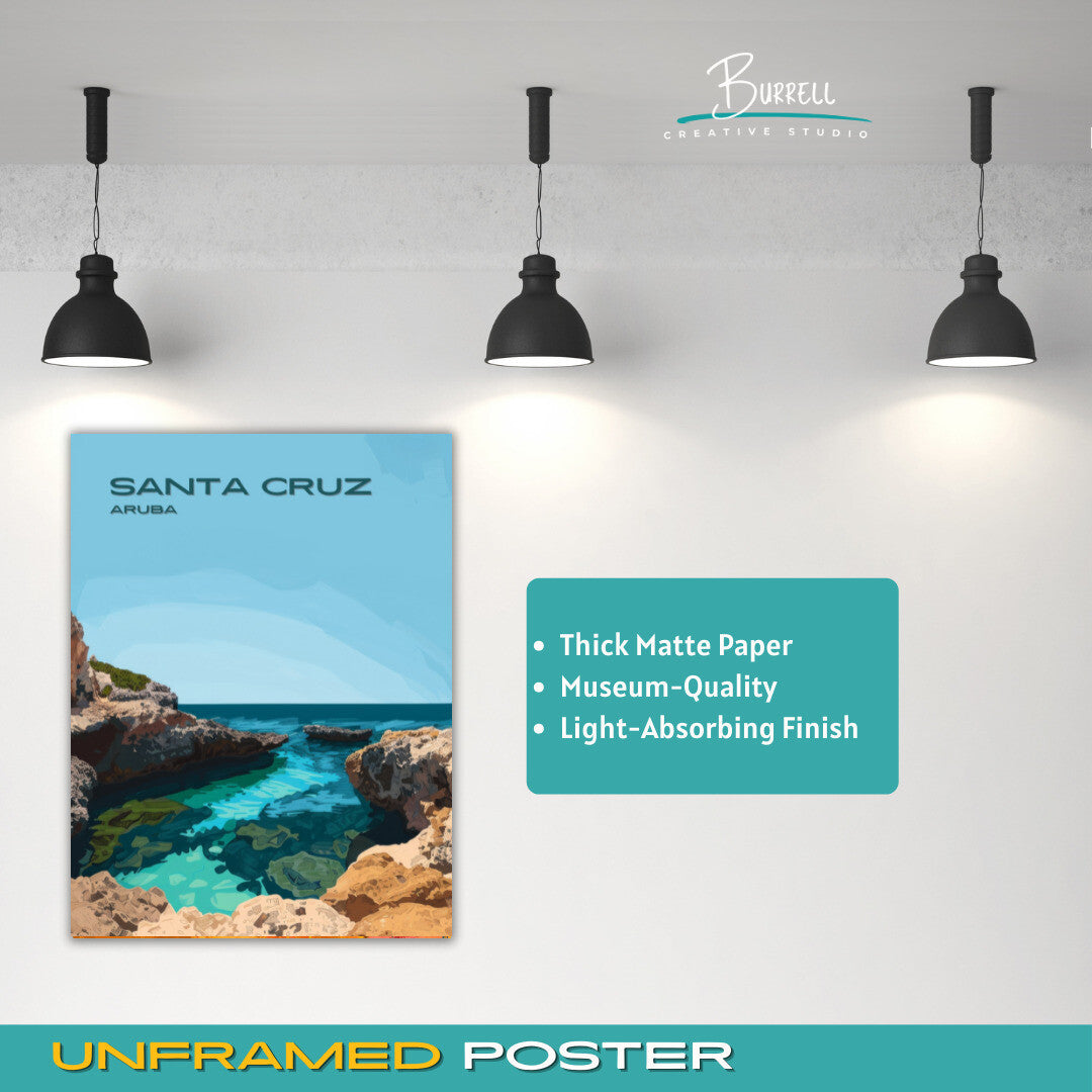 Santa Cruz Aruba Conchi Natural Pool Travel Poster & Wall Art Poster Print