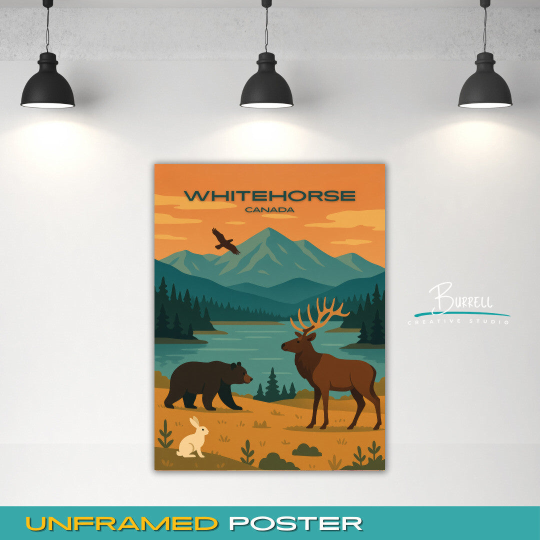 Whitehorse Canada Wildlife Preserve Travel Poster & Wall Art Poster Print