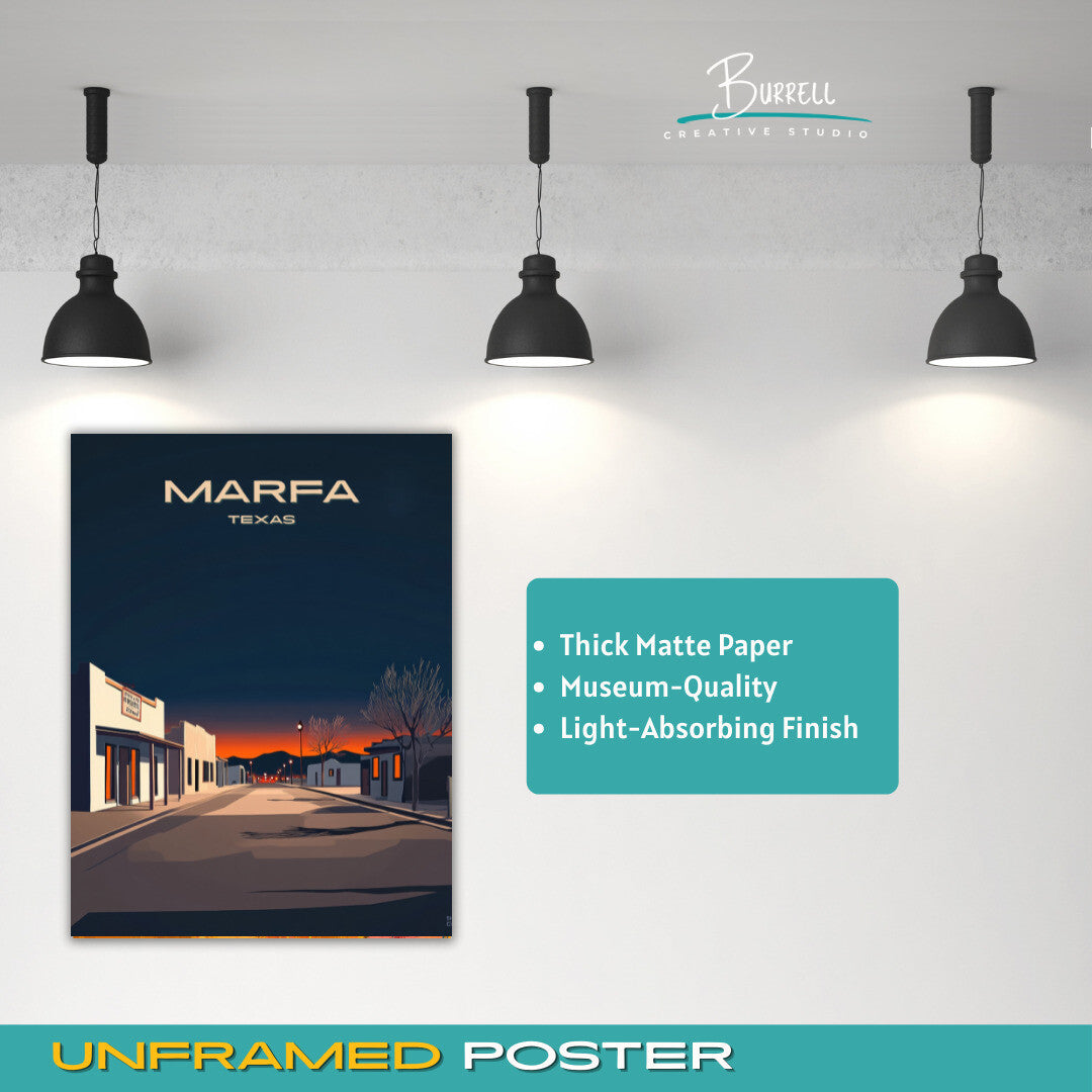 Marfa Texas Mystery Lights Travel Poster & Wall Art Poster Print