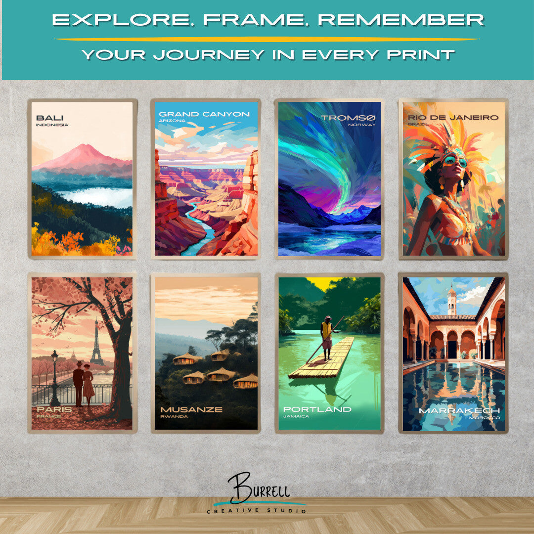 Tromsø Norway Northern Lights Travel Poster & Wall Art Poster Print