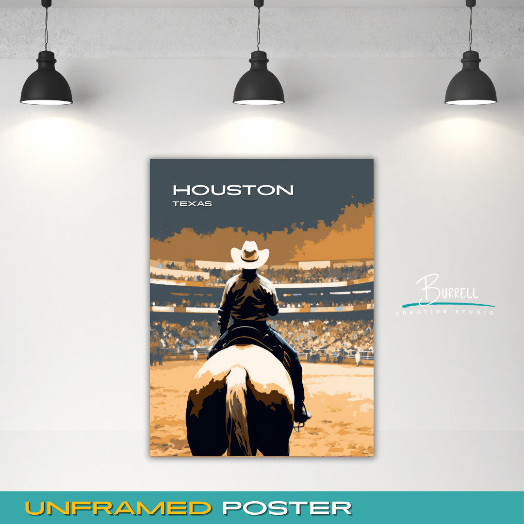 Houston Texas Livestock and Rodeo Show Travel Poster & Wall Art Poster Print