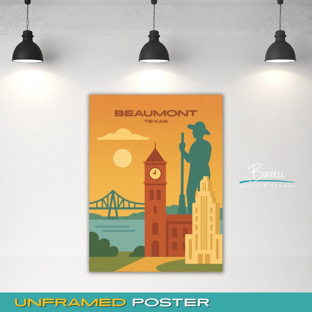 Beaumont Texas Unique Attractions Travel Poster & Wall Art Poster Print