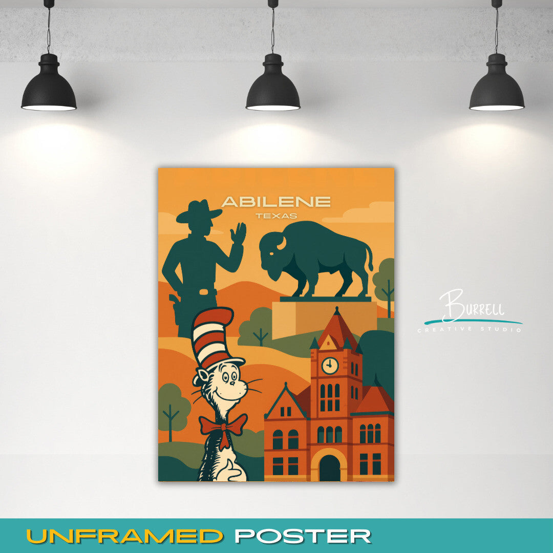 Abilene Texas Unique Attractions Travel Poster & Wall Art Poster Print
