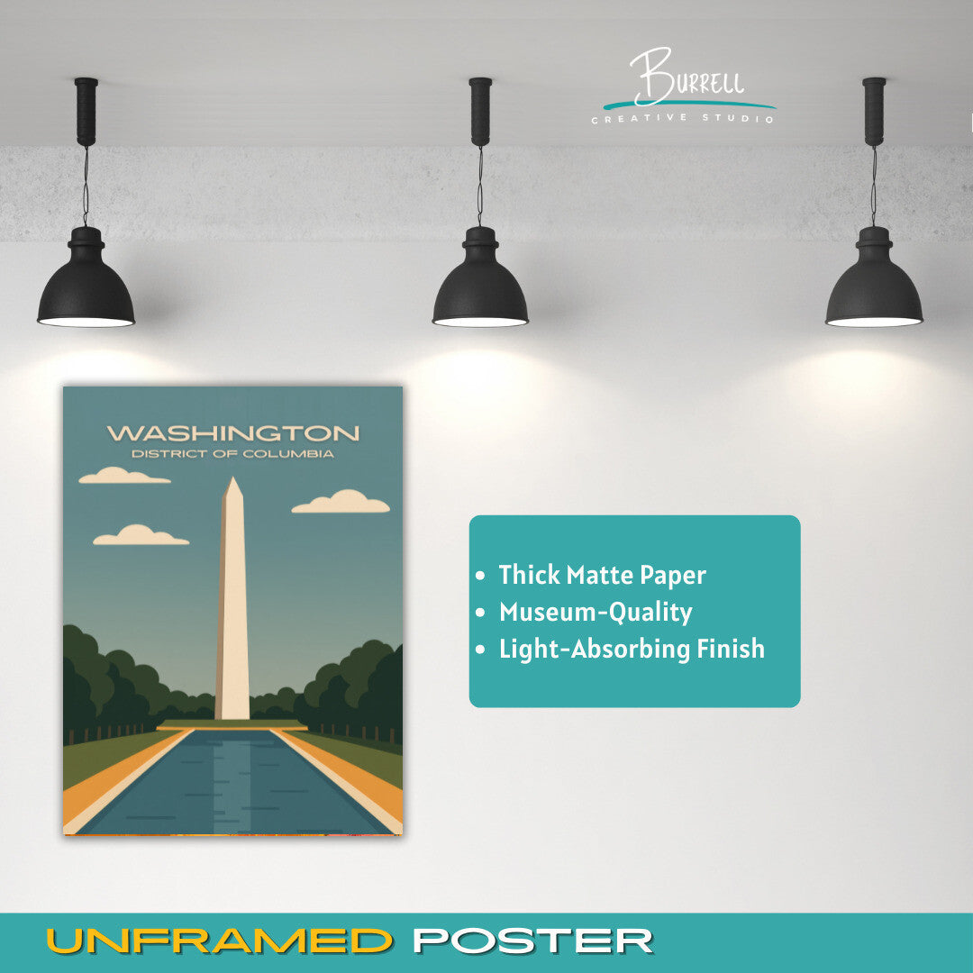 Washington District Of Columbia Monument Travel Poster & Wall Art Poster Print