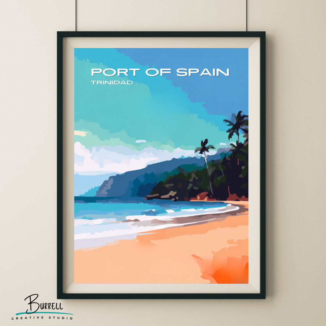 Port of Spain Trinidad Maracas Beach Travel Poster & Wall Art Poster Print