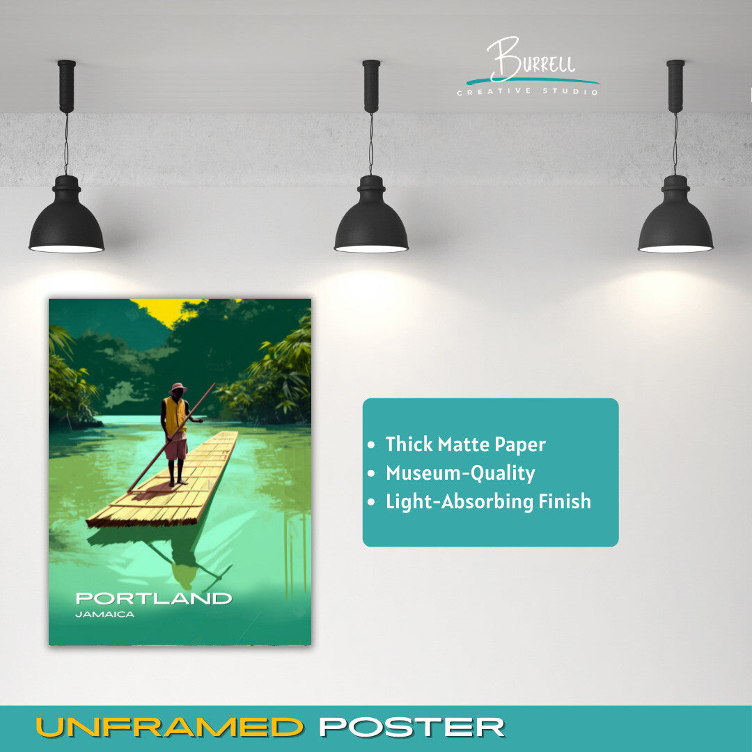 Port Antonio Jamaica Rio Grande Bamboo Rafting Travel Poster & Wall Art Poster Print