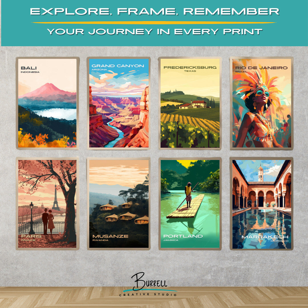 Fredericksburg Texas Wine Country Travel Poster & Wall Art Poster Print