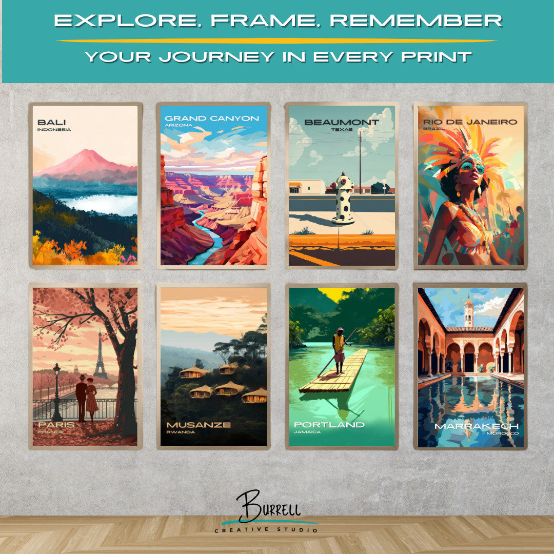 Beaumont Texas Unique Fire Hydrants Travel Poster & Wall Art Poster Print