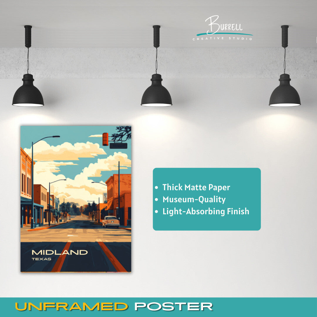 Midland Texas City Life Travel Poster & Wall Art Poster Print