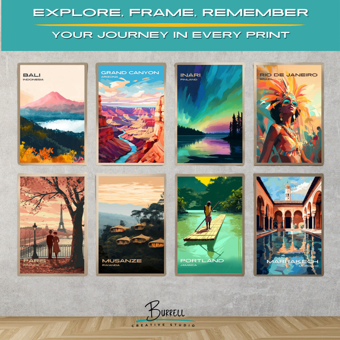 Inari Finland Northern Lights Travel Poster & Wall Art Poster Print