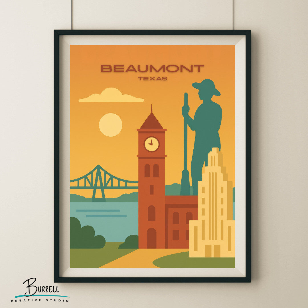 Beaumont Texas Unique Attractions Travel Poster & Wall Art Poster Print