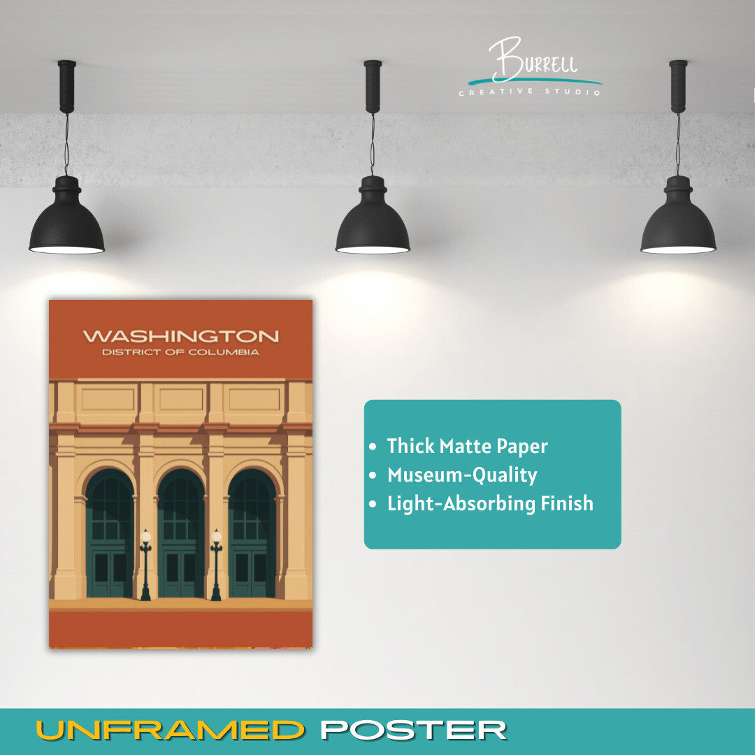 Washington District Of Columbia Union Station Entrance Travel Poster & Wall Art Poster Print