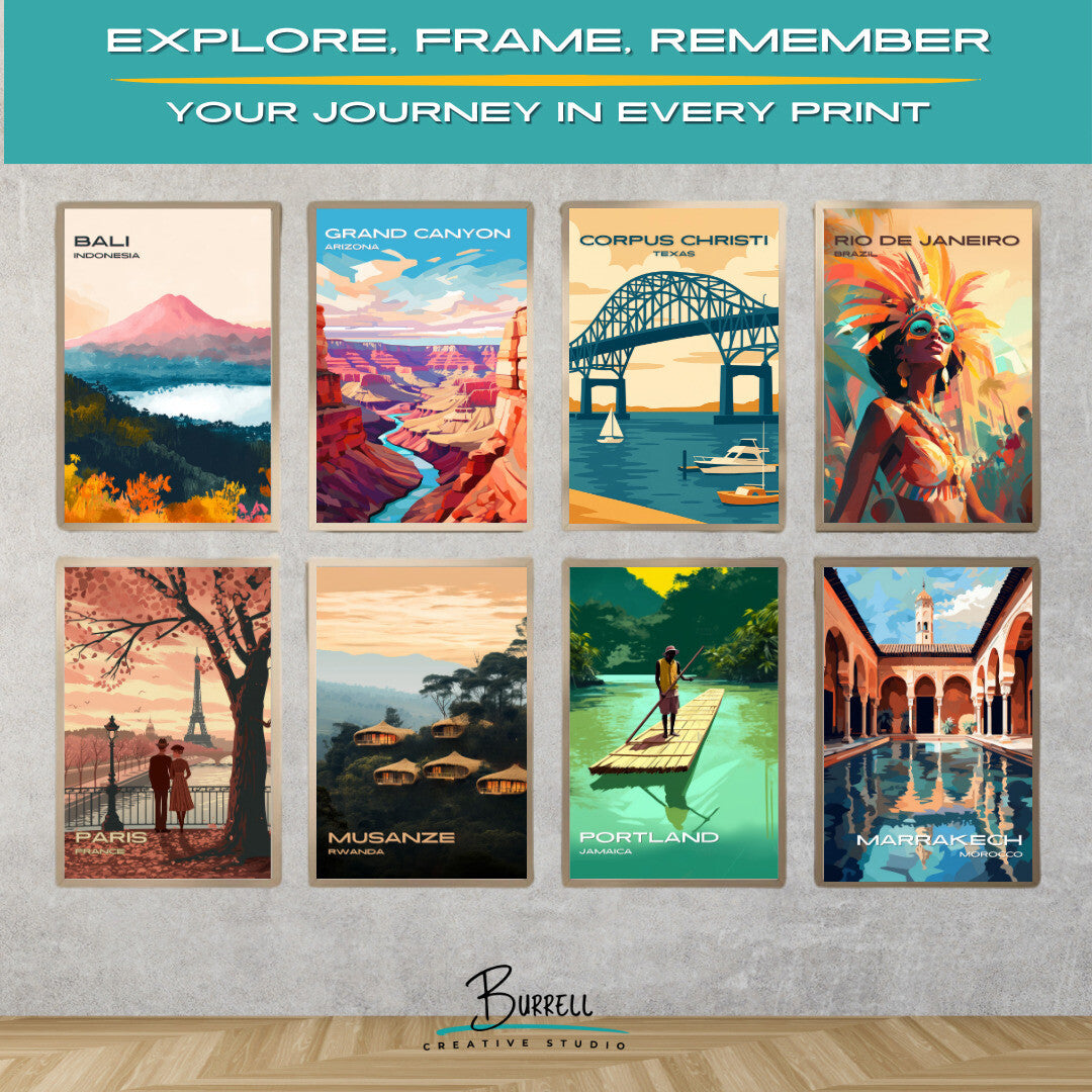 Corpus Cristi Texas Harbor Bridge Travel Poster & Wall Art Poster Print