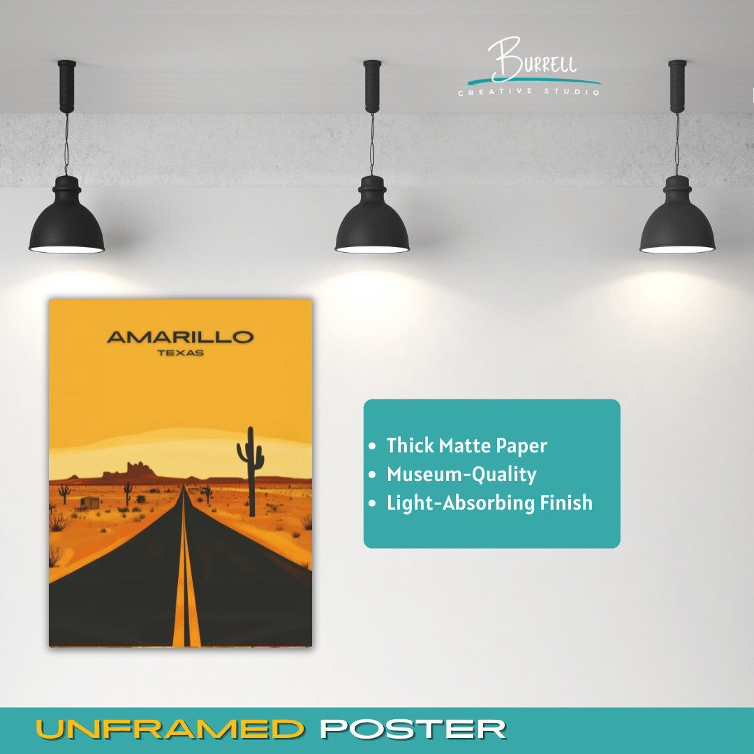 Amarillo Texas Scenic Landscape Travel Poster & Wall Art Poster Print