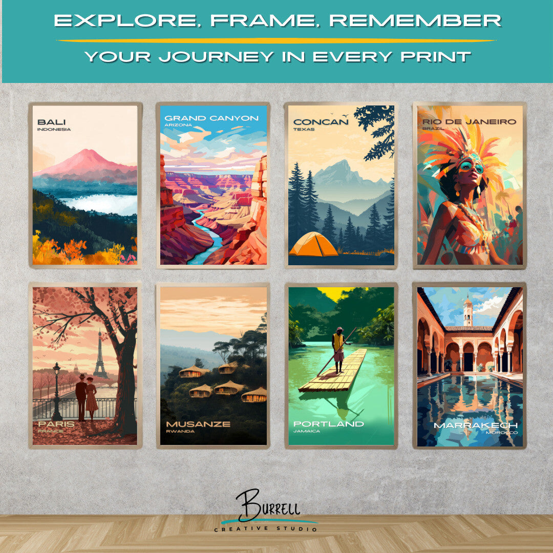 Concan Texas Camping Scenery Travel Poster & Wall Art Poster Print