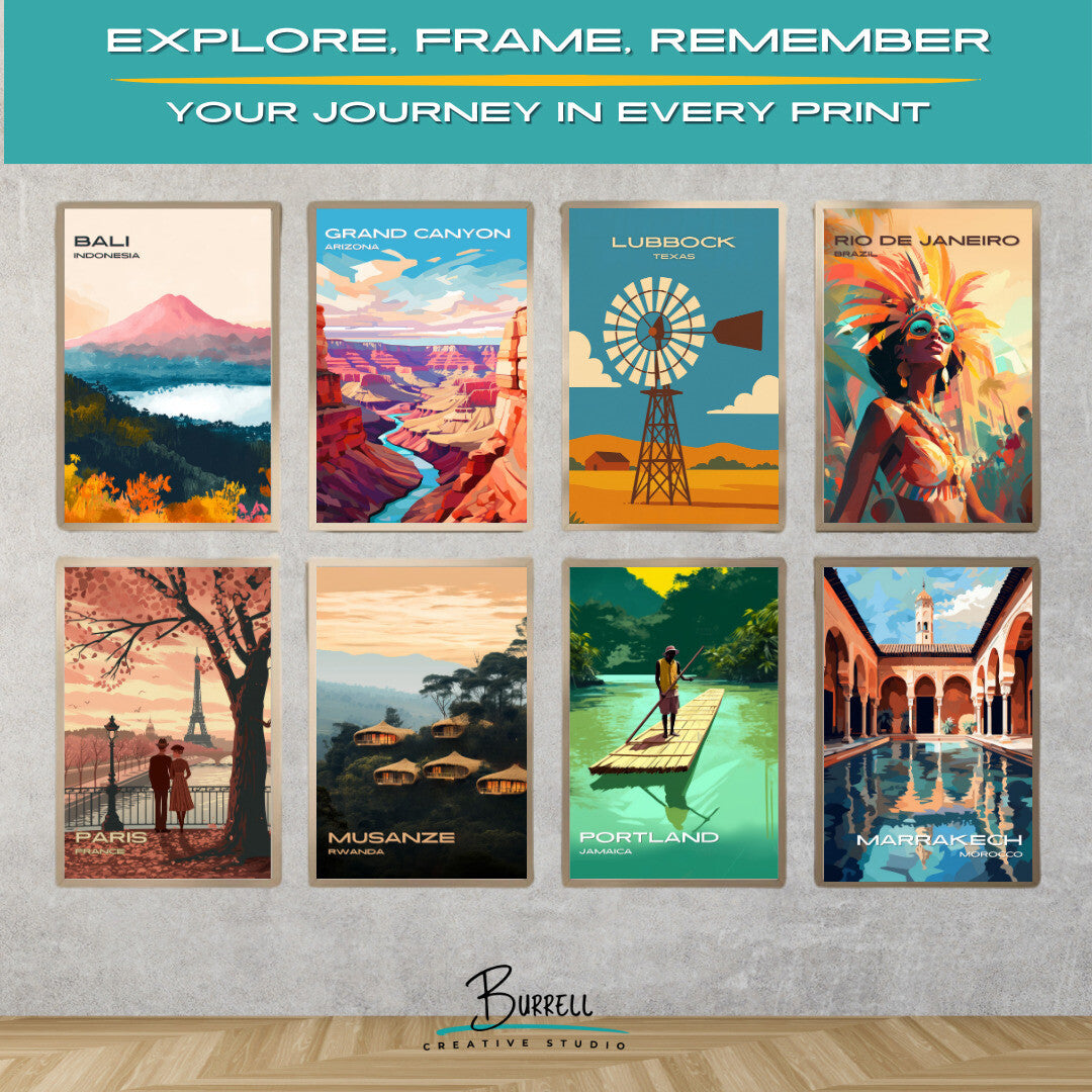 Lubbock Texas Small Town Culture Travel Poster & Wall Art Poster Print