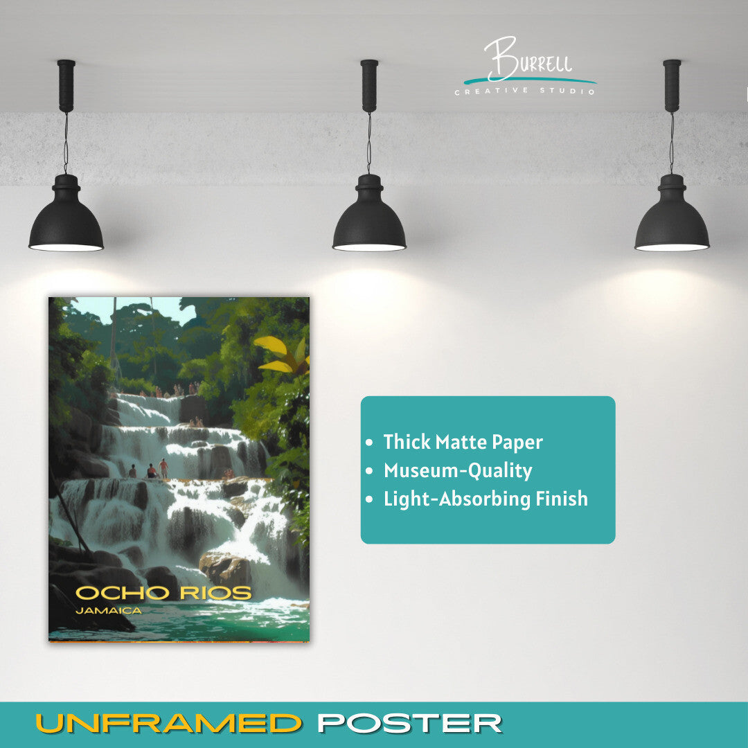 Ocho Rios Jamaica Dunn's River Falls Travel Poster & Wall Art Poster Print