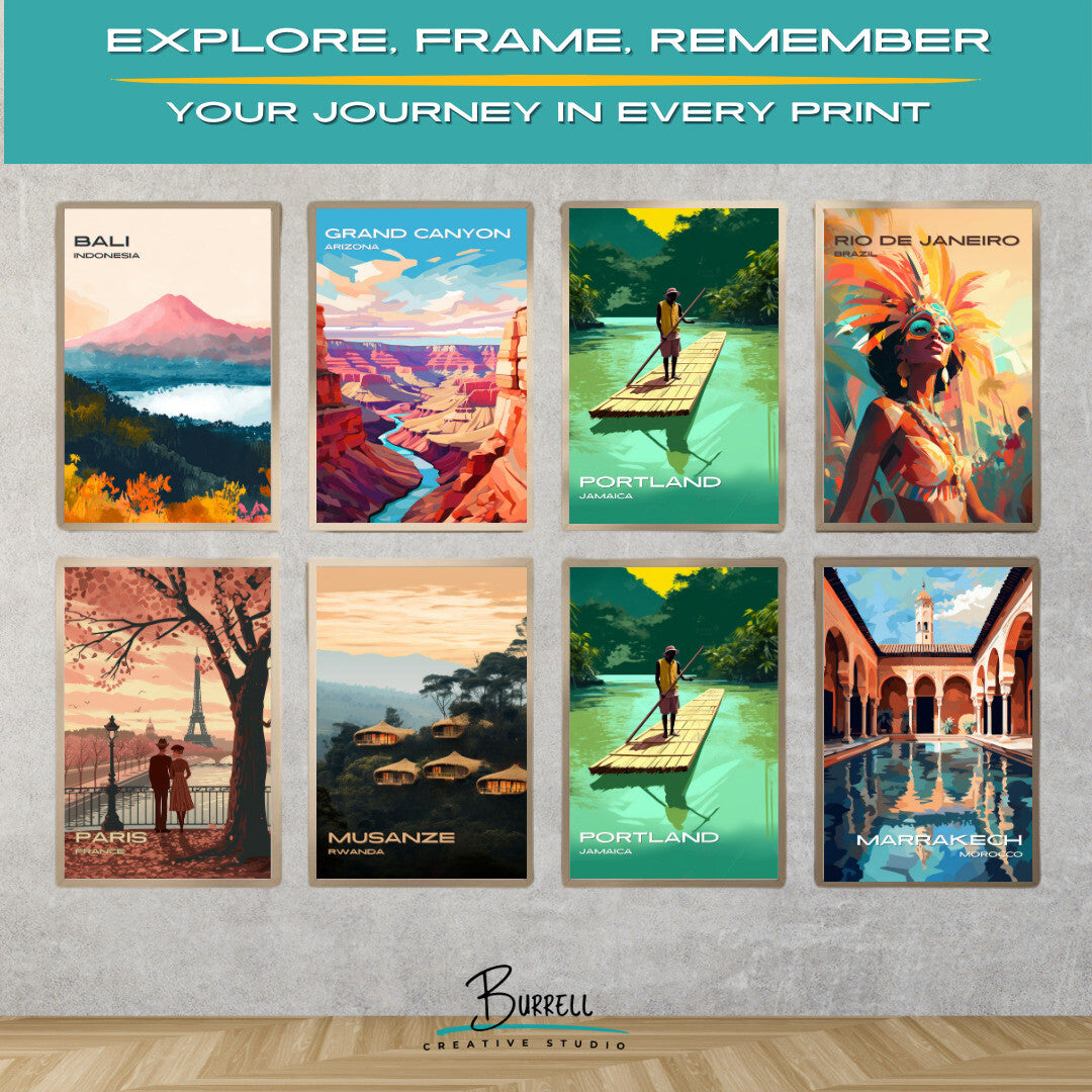 Port Antonio Jamaica Rio Grande Bamboo Rafting Travel Poster & Wall Art Poster Print