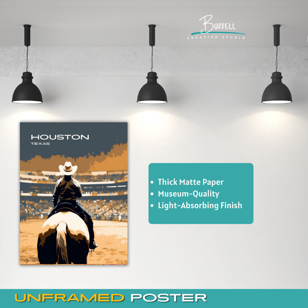 Houston Texas Livestock and Rodeo Show Travel Poster & Wall Art Poster Print
