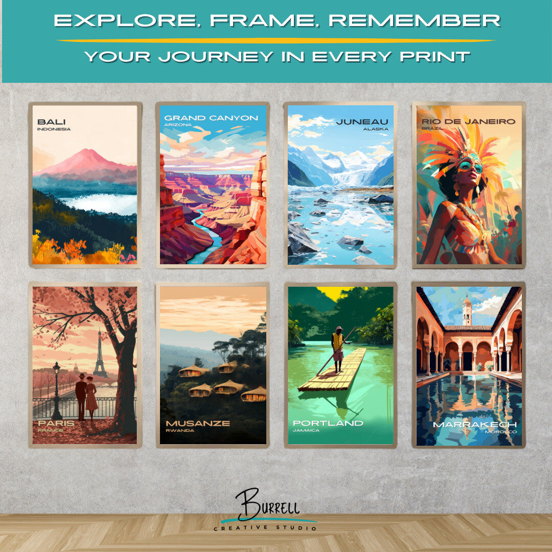 Juneau Alaska Mendenhall Glacier Travel Poster & Wall Art Poster Print