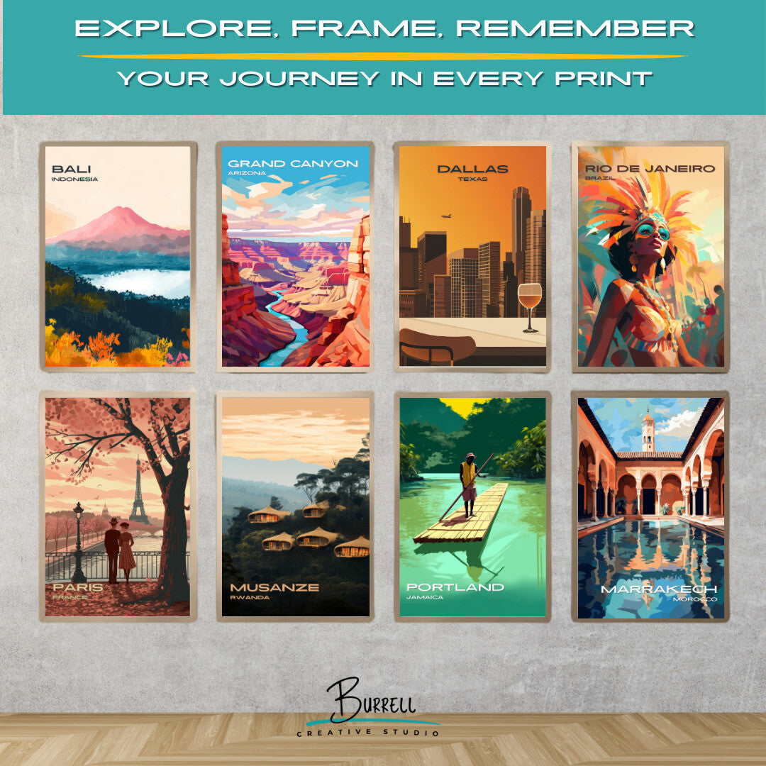 Dallas Texas Scenic Skyline Travel Poster & Wall Art Poster Print
