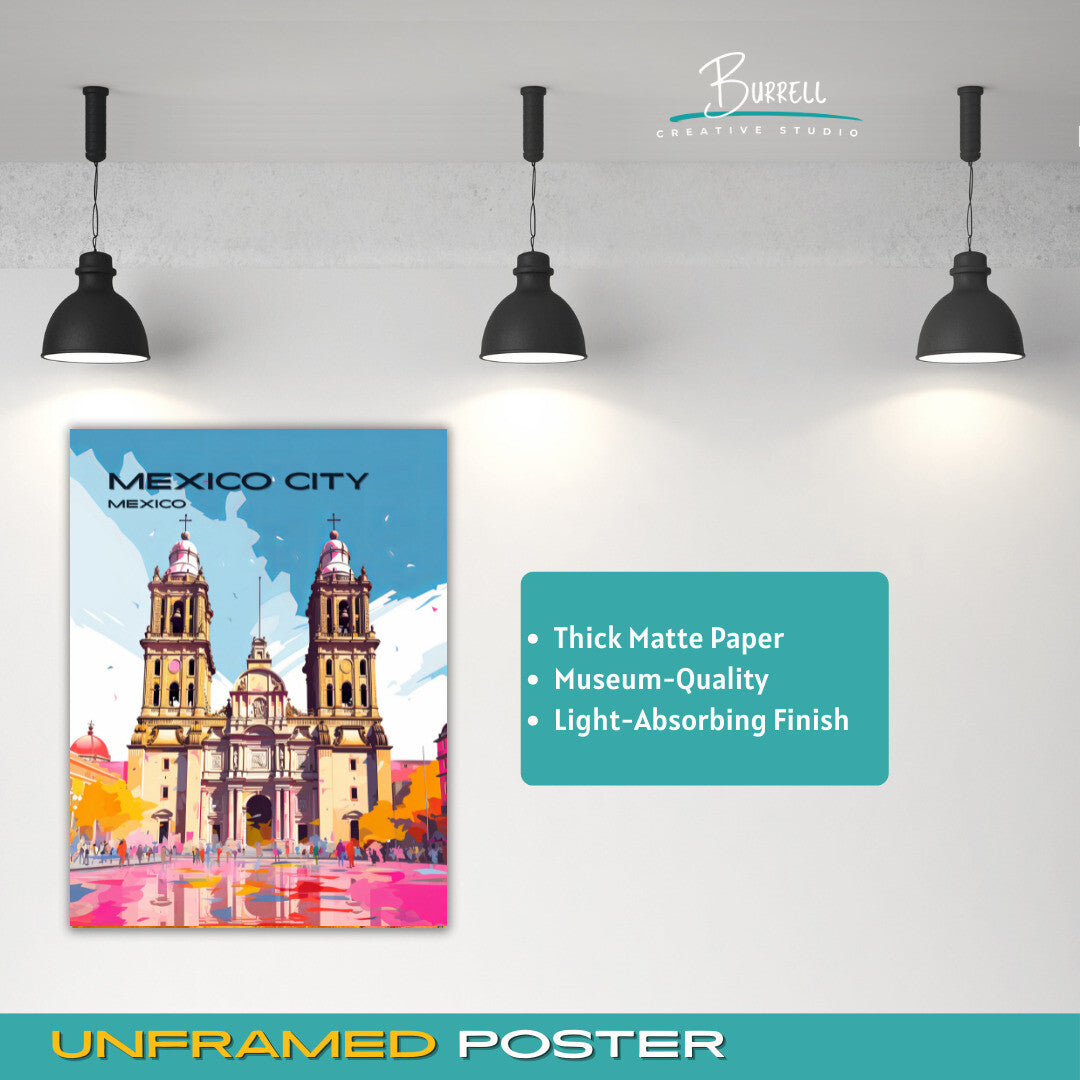 Mexico City Mexico Metropolitan Cathedral Travel Poster & Wall Art Poster Print