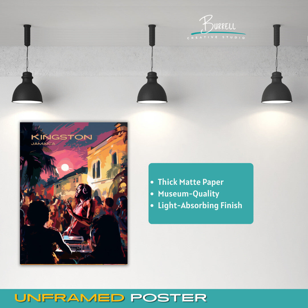 Kingston Jamaica Street Party Travel Poster & Wall Art Poster Print