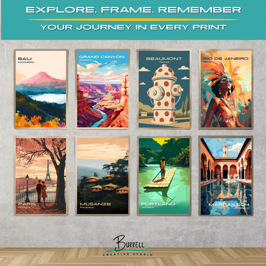 Beaumont Texas Giant Fire Hydrant Travel Poster & Wall Art Poster Print