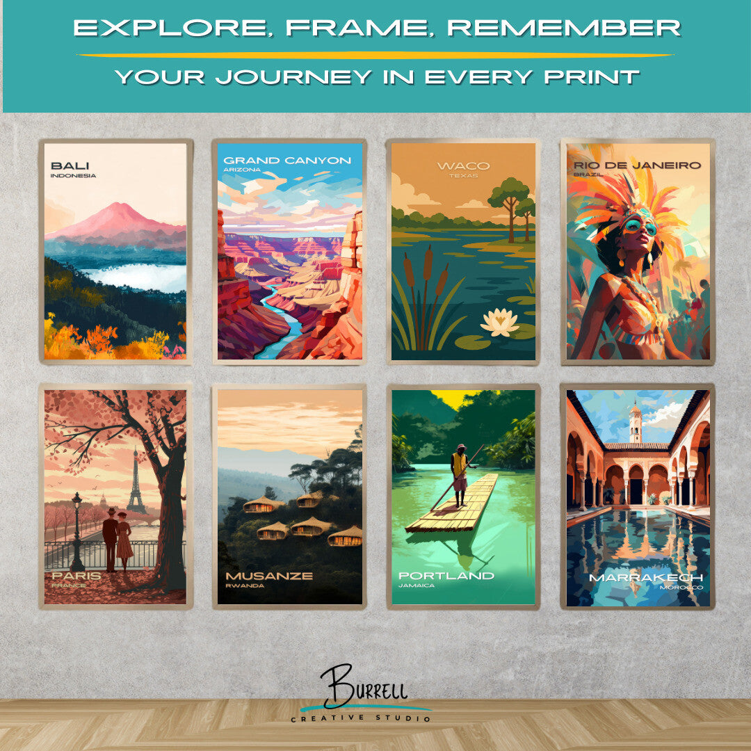 Waco Texas Lake Wetlands View Travel Poster & Wall Art Poster Print