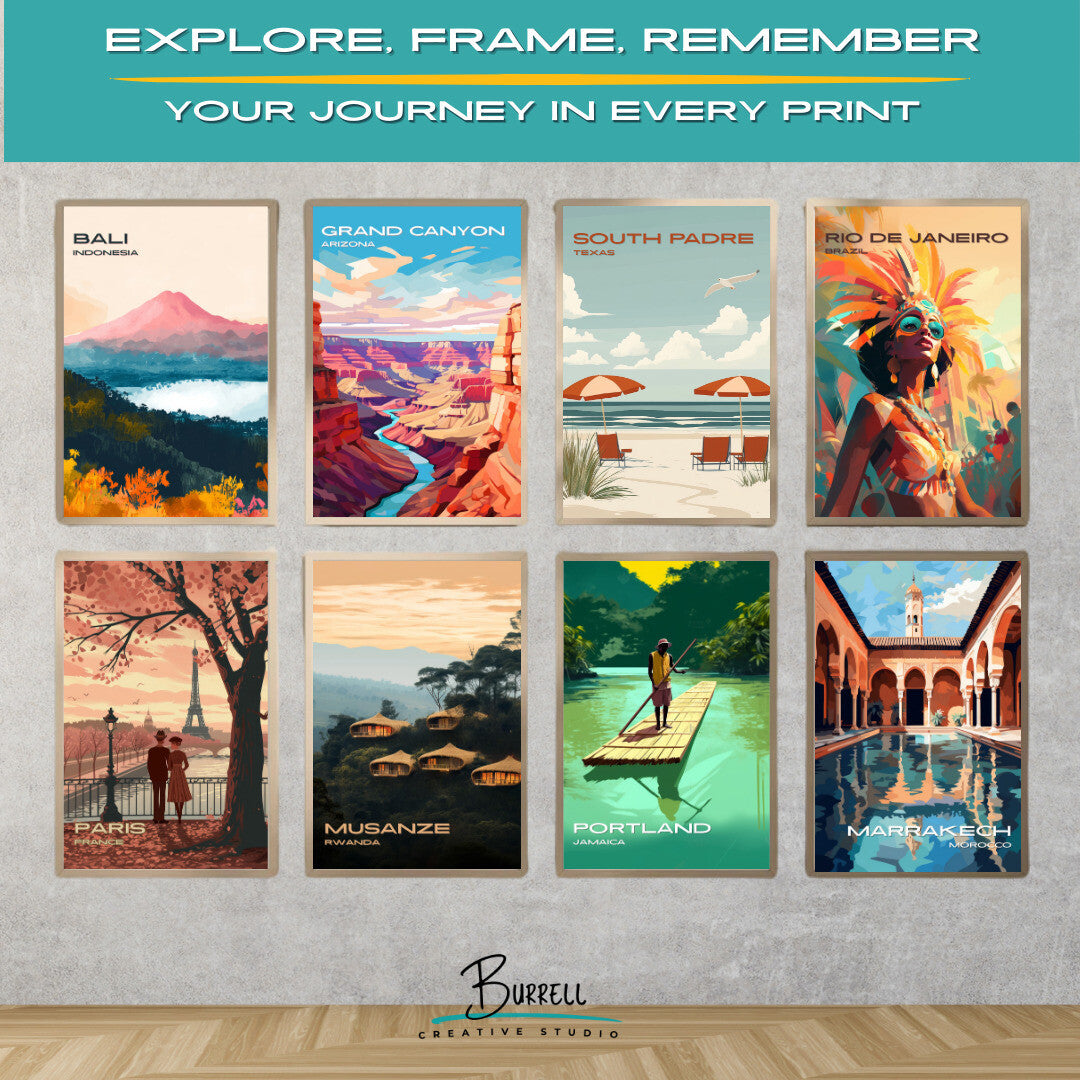 South Padre Texas Beach View Travel Poster & Wall Art Poster Print
