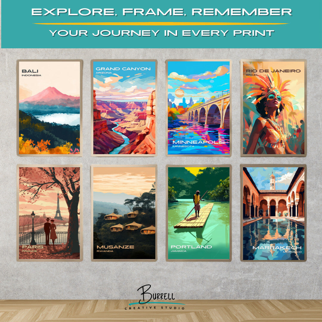 Minneapolis Minnesota Stone Arch Bridge Travel Poster & Wall Art Poster Print