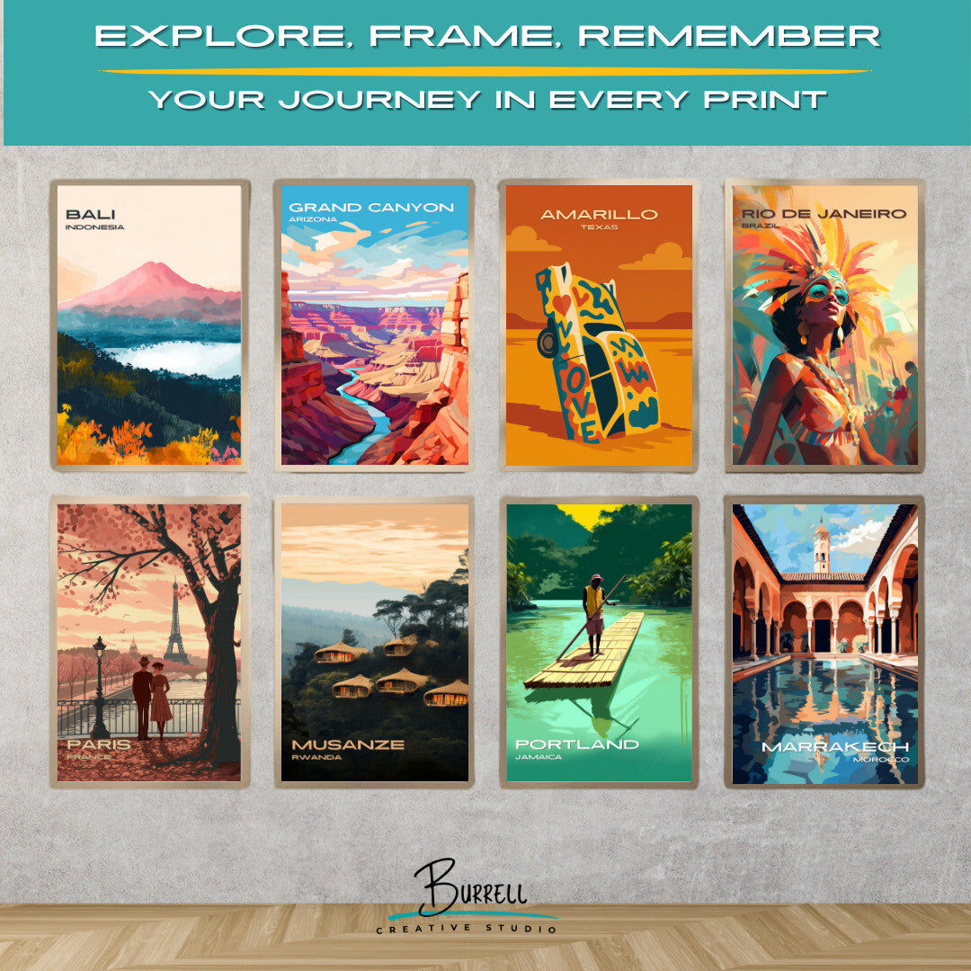 Amarillo Texas Cadillac Roadside Attraction Travel Poster & Wall Art Poster Print