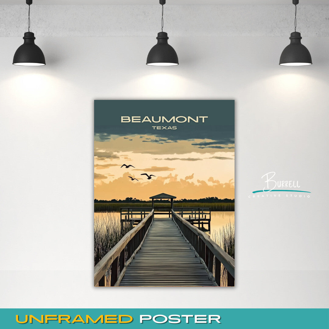 Beaumont Texas Cattail Marsch Wetlands And Boardwalk Travel Poster & Wall Art Poster Print