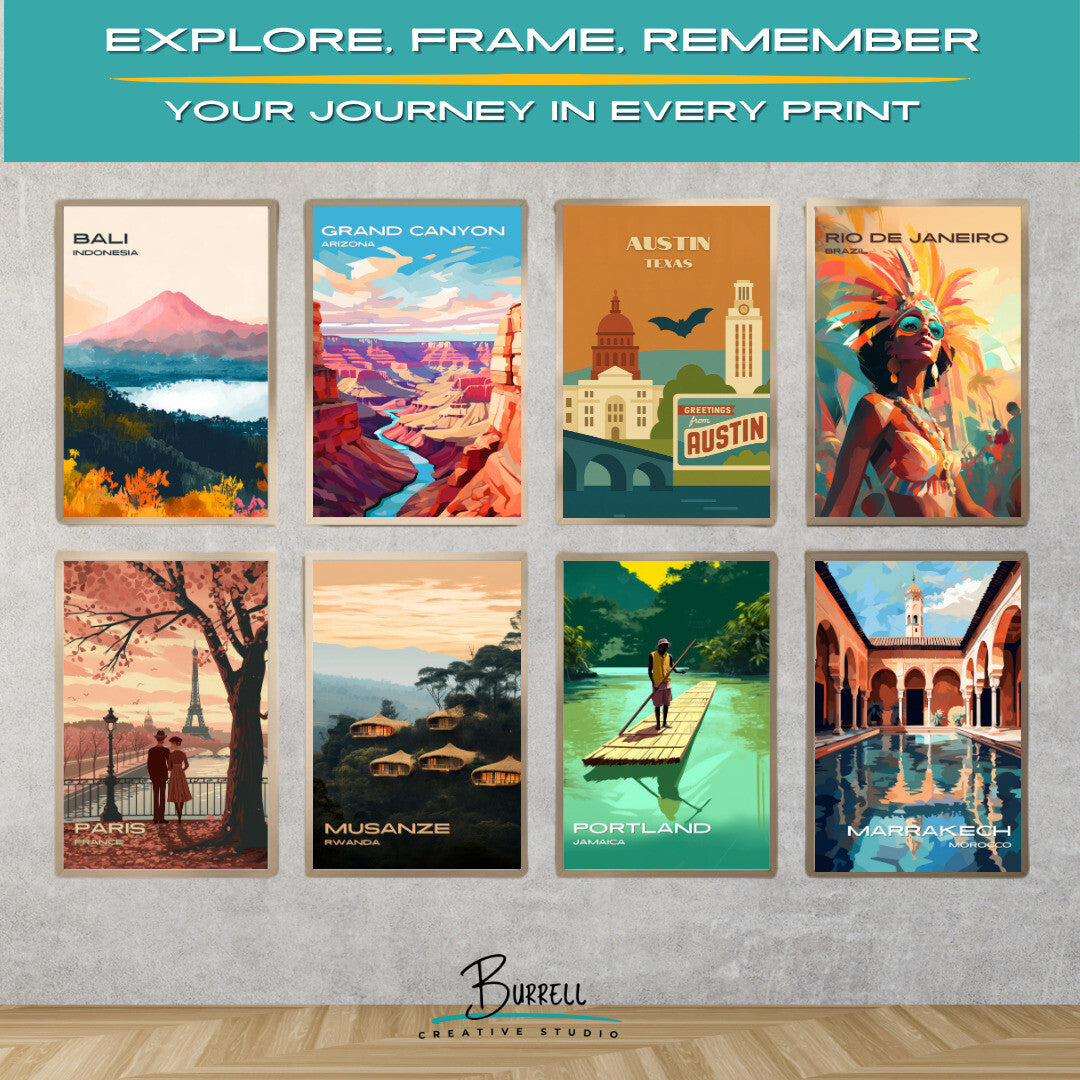 Austin Texas Unique Attractions Travel Poster & Wall Art Poster Print