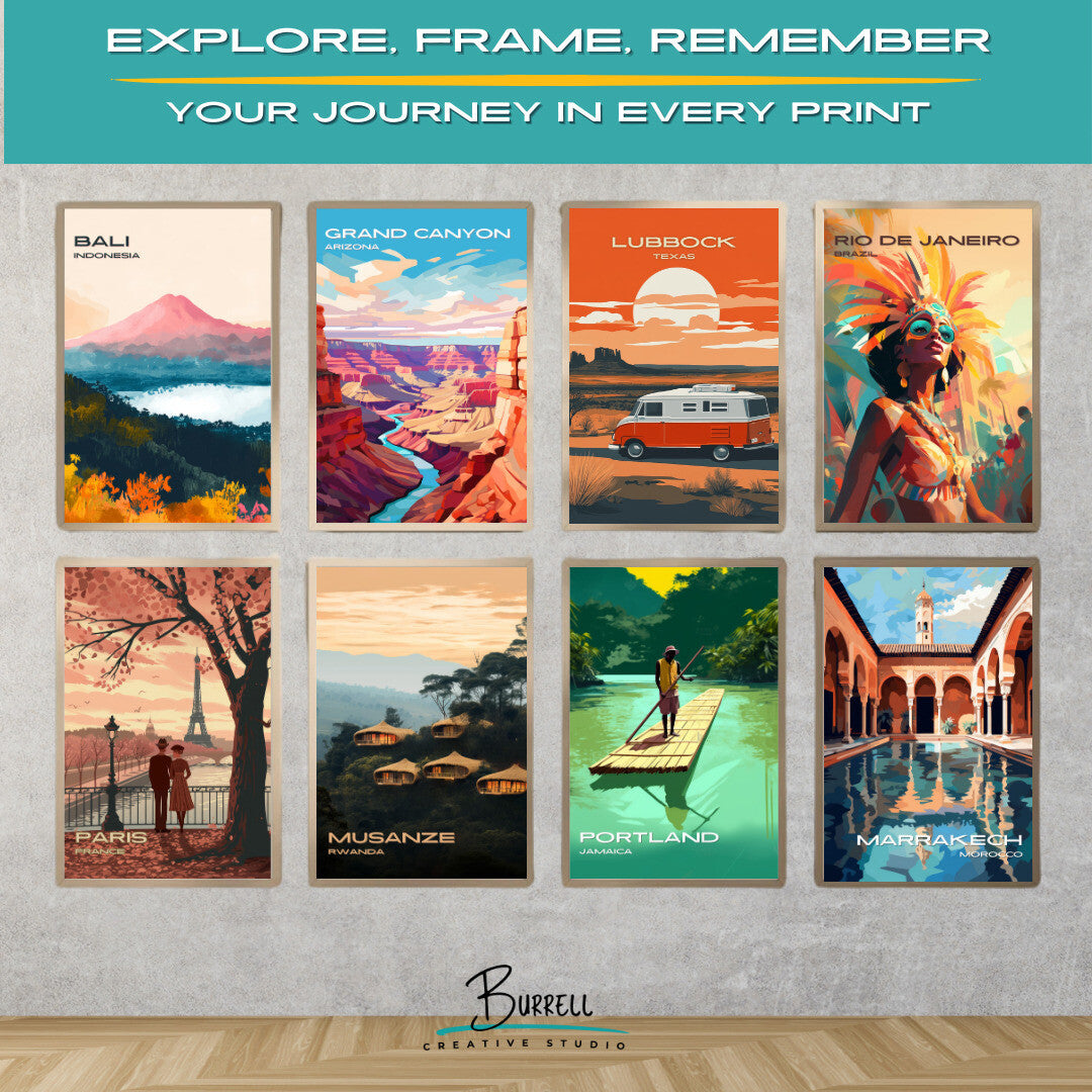 Lubbock Texas Scenic Outdoor Sunset Travel Poster & Wall Art Poster Print