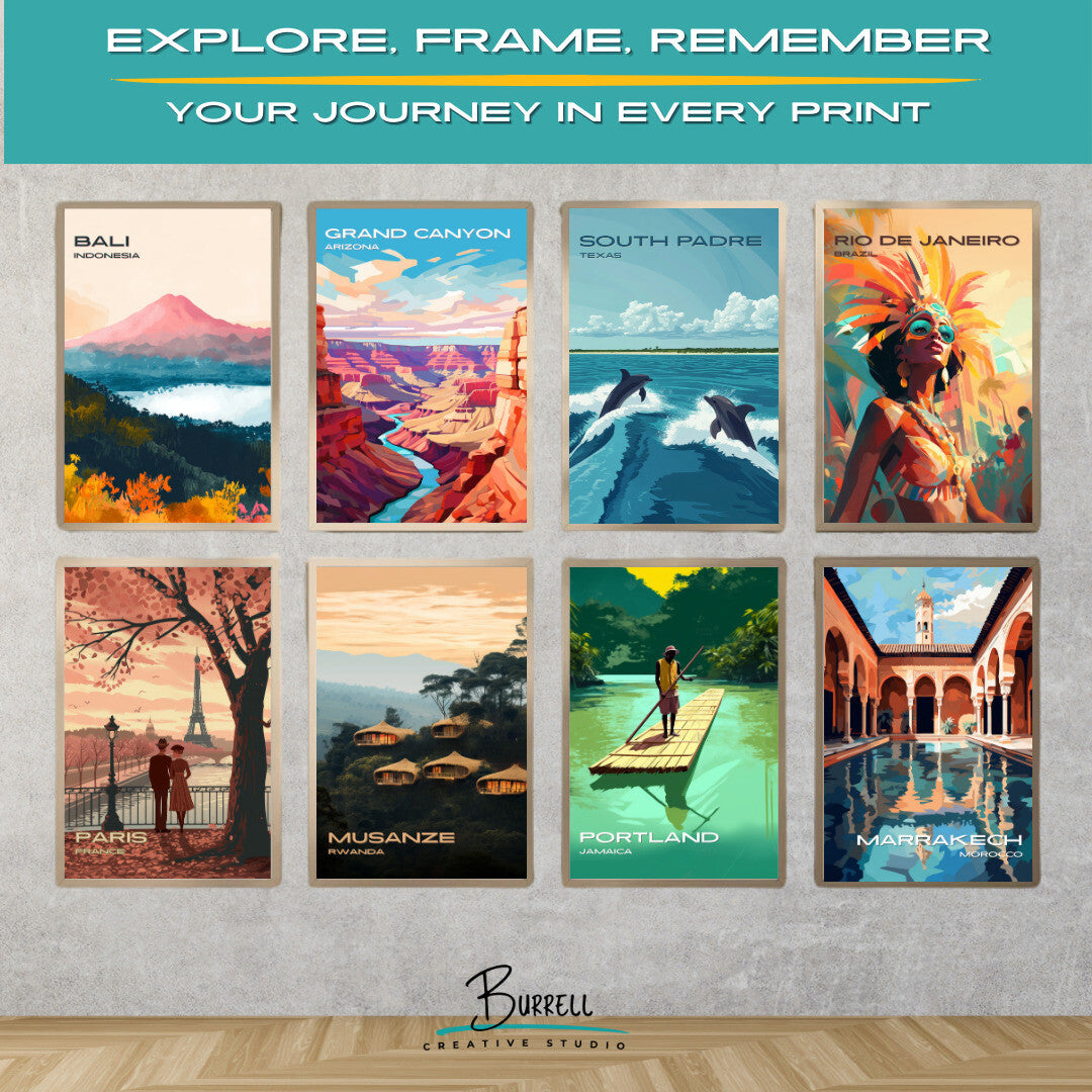South Padre Texas Dolphin Watching Travel Poster & Wall Art Poster Print