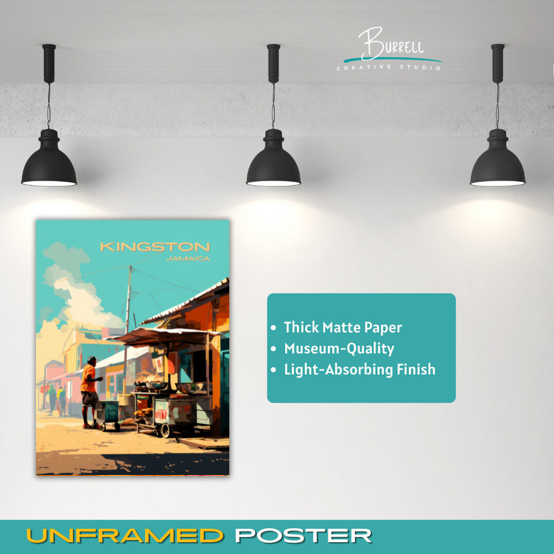 Kingston Jamaica Street Vendor Travel Poster & Wall Art Poster Print