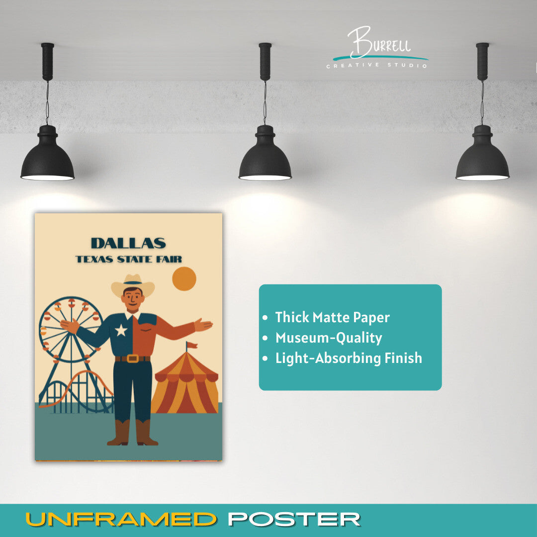 Dallas Texas State Fair Attractions Travel Poster & Wall Art Poster Print